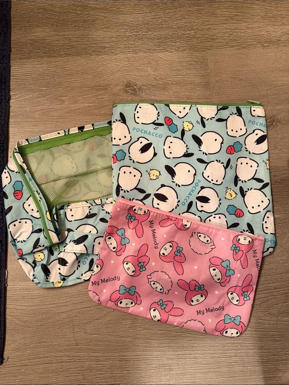 My Melody & Pochacco Zip Pouch and Pochacco small packing cube